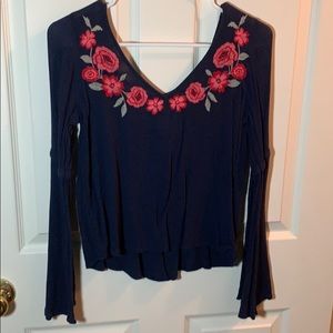 Size S Hollister Navy Floral Blouse
